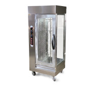 Електричний гриль для курей GoodFood CR206 на 16 шт., 6,7 кВт, корпус із нержавіючої сталі, вітрина, терморегулятор 50–300°C, 380 В