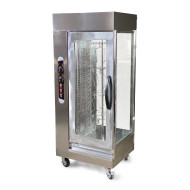 Електричний гриль для курей GoodFood CR206 на 16 шт., 6,7 кВт, корпус із нержавіючої сталі, вітрина, терморегулятор 50–300°C, 380 В