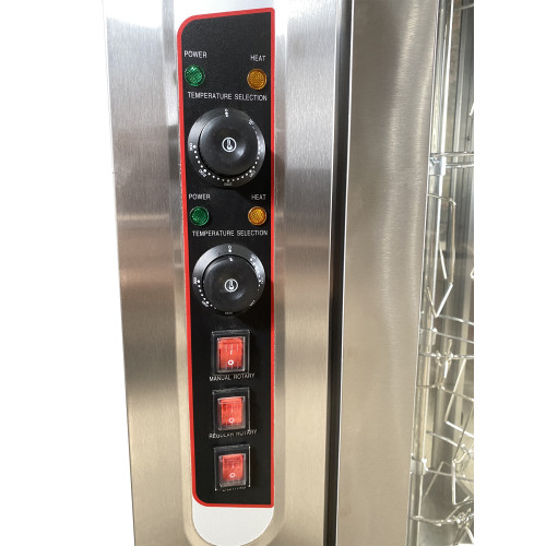 Електричний гриль для курей GoodFood CR206 на 16 шт., 6,7 кВт, корпус із нержавіючої сталі, вітрина, терморегулятор 50–300°C, 380 В