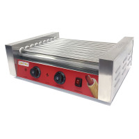 Гриль роликовый GoodFood HDRG9 RED — 9 роликов из нержавеющей стали, 1,8 кВт, для сосисок и хот-догов, профессиональное оборудование для фастфуда