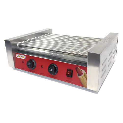 Гриль роликовий GoodFood HDRG9 RED — 9 роликів з нержавіючої сталі, 1,8 кВт, для сосисок і хот-догів, професійне обладнання для фастфуду