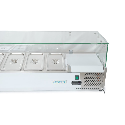 Холодильна вітрина для топінгу GoodFood GF-VRX2000/330-H6C — 10 GN1/4, нерж. сталь, +2~+8°C, 2 м, для кафе та фастфуду