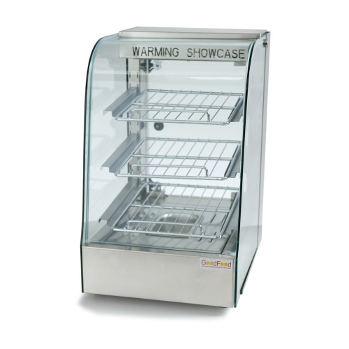Вітрина теплова GoodFood WS100 STEEL — професійна вітрина для гарячих страв, випічки та курей-гриль з нержавіючої сталі, 30–110°C, 1 кВт, підсвітка