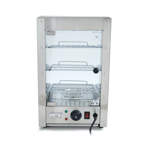 Вітрина теплова GoodFood WS100 STEEL — професійна вітрина для гарячих страв, випічки та курей-гриль з нержавіючої сталі, 30–110°C, 1 кВт, підсвітка