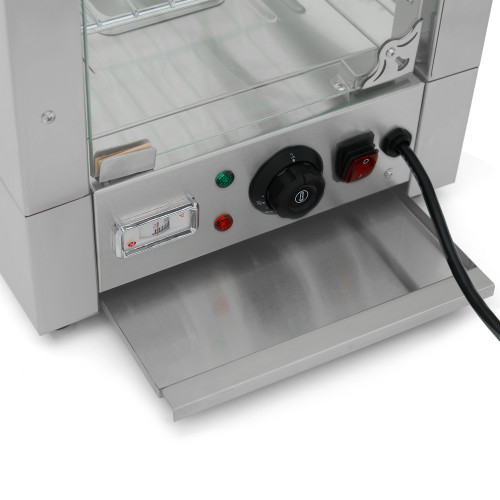 Витрина тепловая GoodFood WS100 STEEL — профессиональная витрина для горячих блюд, выпечки и кур-гриль из нержавеющей стали, 30–110°C, 1 кВт, подсветка