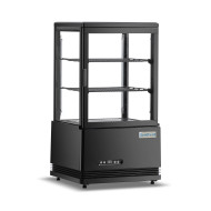 Холодильна вітрина GoodFood RT58L, чорна — 58 л, LED-підсвітка, подвійне скло, автоматичне розморожування, цифрове керування, для напоїв та десертів