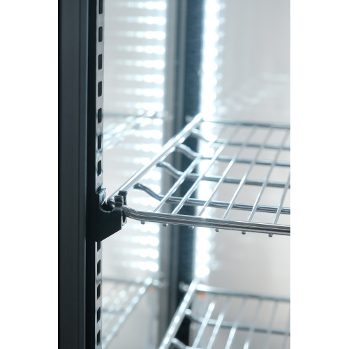 Холодильна вітрина GoodFood RT58L, чорна — 58 л, LED-підсвітка, подвійне скло, автоматичне розморожування, цифрове керування, для напоїв та десертів