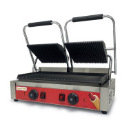 Гриль контактний GoodFood ECG20RR Panini RED з пружинною фіксацією, ребристими плитами та подвійною робочою зоною для стейків і шаурми