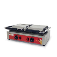 Гриль контактний GoodFood ECG20RR Panini RED з пружинною фіксацією, ребристими плитами та подвійною робочою зоною для стейків і шаурми