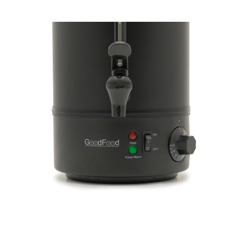 Електричний кип’ятильник GoodFood WB08 BLACK, 8 л, корпус із нержавіючої сталі, автоматичний термостат, чорний колір, 1,8 кВт