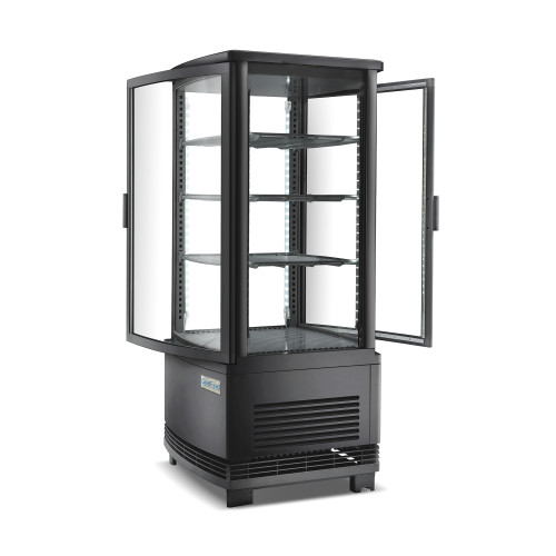 Холодильна вітрина GoodFood RT78LR2, 78 л, чорна, LED-підсвітка, двостороннє відкривання, авторазморожування, цифрове керування