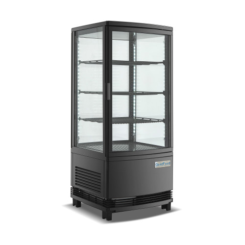 Холодильна вітрина GoodFood RT78LR2, 78 л, чорна, LED-підсвітка, двостороннє відкривання, авторазморожування, цифрове керування