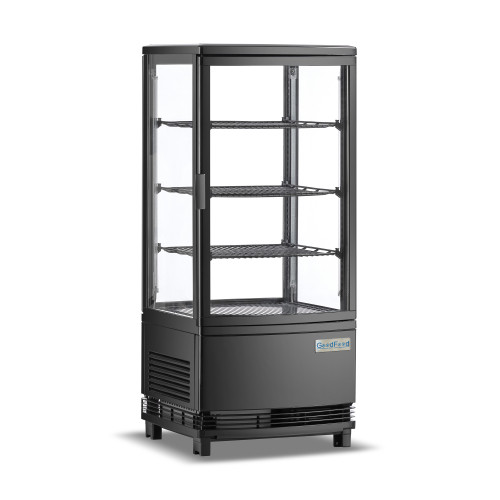 Холодильна вітрина GoodFood RT78LR2, 78 л, чорна, LED-підсвітка, двостороннє відкривання, авторазморожування, цифрове керування