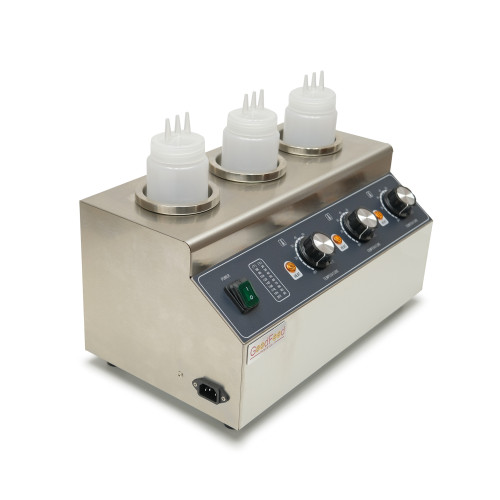 Аппарат для подогрева соусов GoodFood SW3 — профессиональное оборудование из нержавеющей стали с тремя емкостями для соусов, топпингов и горячего шоколада