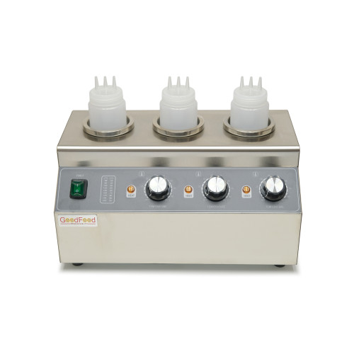 Аппарат для подогрева соусов GoodFood SW3 — профессиональное оборудование из нержавеющей стали с тремя емкостями для соусов, топпингов и горячего шоколада