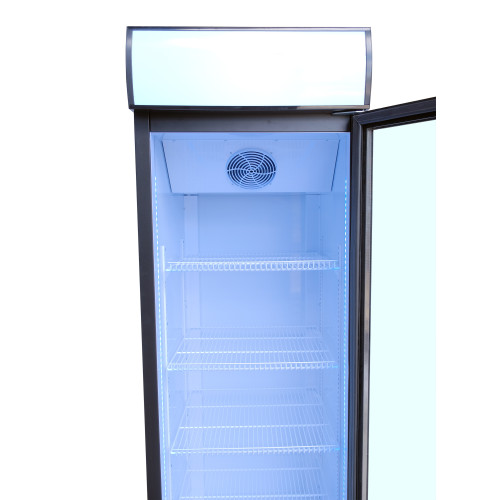 Холодильна шафа для напоїв GoodFood BC480BW2LEDCOL, 466 л, чорна-біла, LED-підсвітка, цифрове керування, вітринна, замок