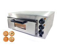 Електрична піч для піци GoodFood PO1: 4 піци Ø20 см, шамотний камінь, 2 кВт, сталь, таймер, терморегулятор, підсвітка, 350°C