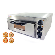 Електрична піч для піци GoodFood PO1: 4 піци Ø20 см, шамотний камінь, 2 кВт, сталь, таймер, терморегулятор, підсвітка, 350°C