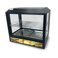 Вітрина теплова GoodFood WS2BD — настільна вітрина для гарячих страв, випічки та курей-гриль, з підсвіткою, 2 ємності, чорний корпус, 30–80°C