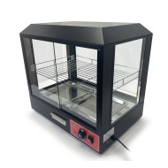 Вітрина теплова GoodFood WS2BD — настільна вітрина для гарячих страв, випічки та курей-гриль, з підсвіткою, 2 ємності, чорний корпус, 30–80°C