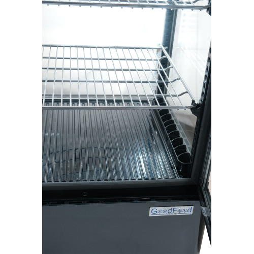 Холодильна вітрина GoodFood RT118L, 118 л, чорна, LED-підсвітка, авторазморожування, динамічне охолодження, для напоїв та кондитерських виробів