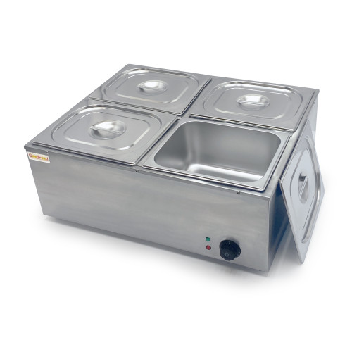 Апарат для підігріву страв GoodFood BM4 — настільний марміт на 4 гастроємності GN 1/2, паровий нагрів, нержавіюча сталь, 1,5 кВт, для кафе та ресторанів