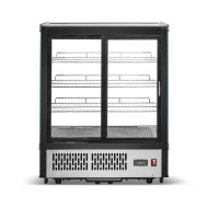 Холодильная витрина GoodFood RTW145L5, настольная, 169 л, стекло/нержавеющая сталь, LED-подсветка, 3 полки, для кондитерских изделий