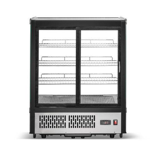 Холодильная витрина GoodFood RTW145L5, настольная, 169 л, стекло/нержавеющая сталь, LED-подсветка, 3 полки, для кондитерских изделий
