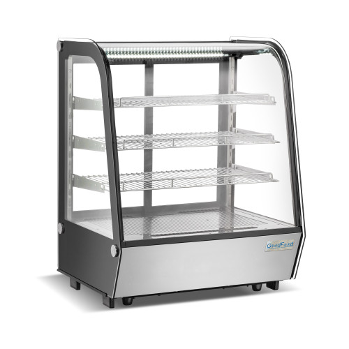 Холодильна вітрина GoodFood RTW145L з нержавіючої сталі, 145 л — настільна кондитерська вітрина з LED-підсвіткою та цифровим керуванням