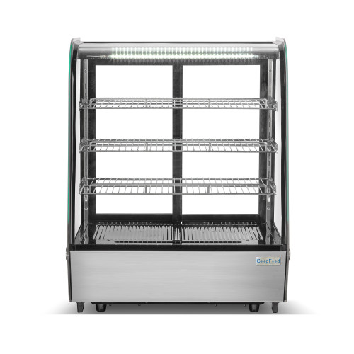 Холодильна вітрина GoodFood RTW145L з нержавіючої сталі, 145 л — настільна кондитерська вітрина з LED-підсвіткою та цифровим керуванням
