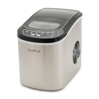 Ледогенератор GoodFood IM12FS STEEL: настольный аппарат из нержавеющей стали, 12 кг ледяных пальчиков в сутки, 2 размера льда, бункер 1,1 кг