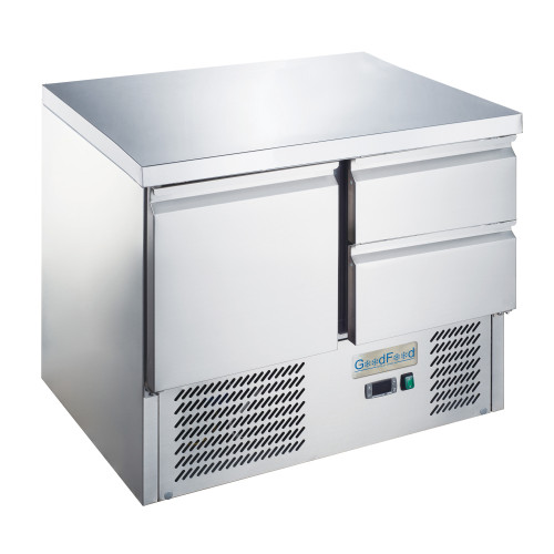 Холодильний стіл GoodFood GF-S901-2D-H6C, 2 ящики, 240 л, нержавіюча сталь, робоча поверхня, для кухні та ресторанів