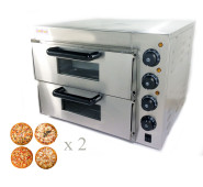 Електрична піч для піци GoodFood PO2 з двома камерами 4+4, шамотний камінь, температура до 350°C, таймер, 3 кВт, 20 см, професійна