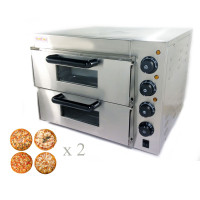 Електрична піч для піци GoodFood PO2 з двома камерами 4+4, шамотний камінь, температура до 350°C, таймер, 3 кВт, 20 см, професійна Електрична піч для піци GoodFood PO2 з двома камерами 4+4, шамотний камінь, температура до 350°C, таймер, 3 кВт, 20 см, професійна