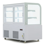 Холодильна вітрина GoodFood FW370R, 370 л, біла, з LED-підсвіткою та скляними полицями для магазинів і кондитерських