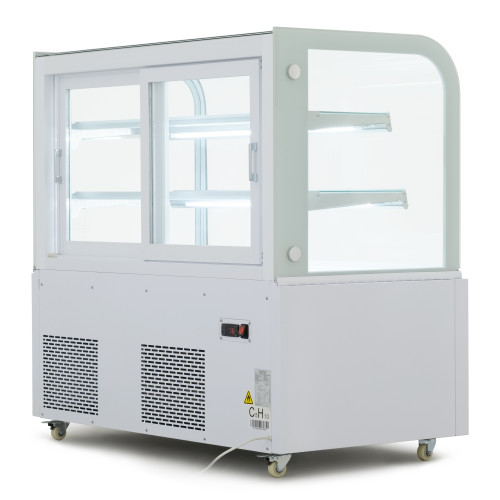 Холодильна вітрина GoodFood FW370R, 370 л, біла, з LED-підсвіткою та скляними полицями для магазинів і кондитерських