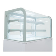 Холодильна вітрина GoodFood FW370R, 370 л, біла, з LED-підсвіткою та скляними полицями для магазинів і кондитерських