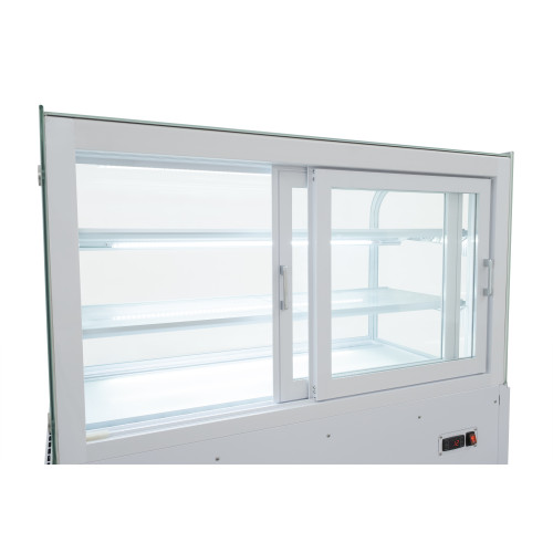 Холодильна вітрина GoodFood FW370R, 370 л, біла, з LED-підсвіткою та скляними полицями для магазинів і кондитерських