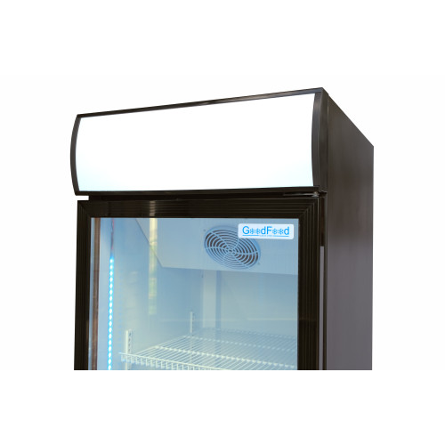 Холодильна шафа для напоїв GoodFood BC480BW2LED, 466 л, чорна-біла, LED-підсвітка, цифрове управління, вітрина для магазинів і кафе