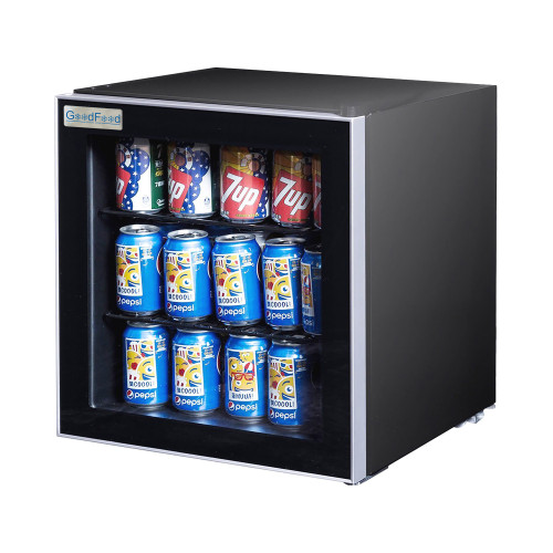 Холодильна шафа для напоїв GoodFood BC46 — компактний міні-холодильник 46 л з подвійним склом для барів, кафе та магазинів