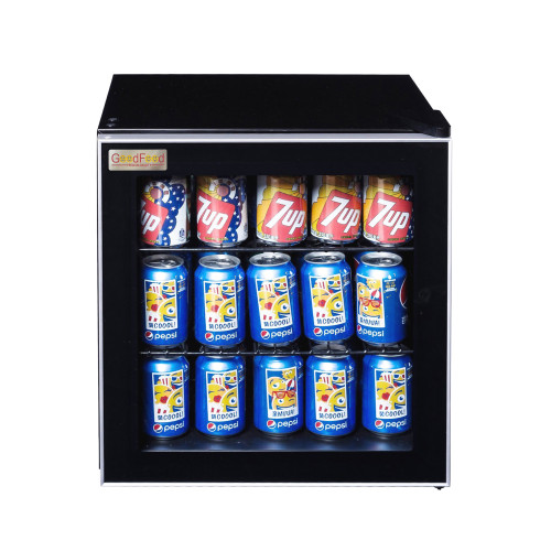 Холодильна шафа для напоїв GoodFood BC46 — компактний міні-холодильник 46 л з подвійним склом для барів, кафе та магазинів
