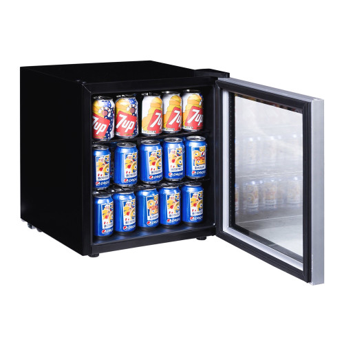 Холодильна шафа для напоїв GoodFood BC46 — компактний міні-холодильник 46 л з подвійним склом для барів, кафе та магазинів