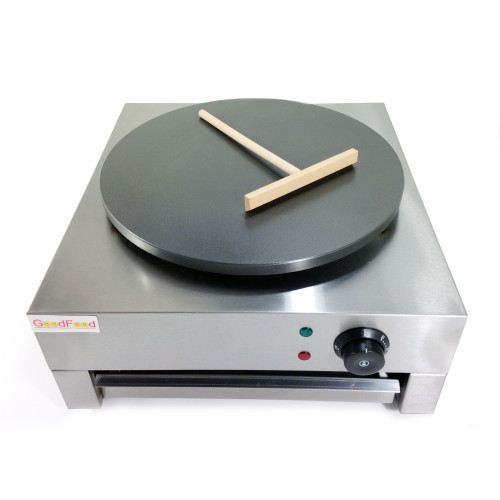 Млинница электрическая GoodFood CM10R — профессиональная однопостовая млинница 400 мм из нержавеющей стали и чугуна, терморегулятор 50–300°С, 3 кВт