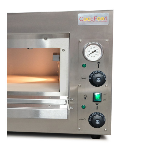 Електрична піч для піци GoodFood PO33 — 4 піци Ø35 см, 4,2 кВт, шамот, температура до 500°C, для кафе та ресторанів