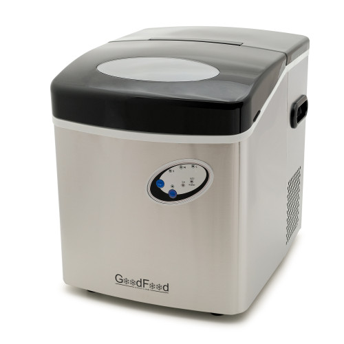 Льодогенератор GoodFood IM20FS STEEL — 20 кг льоду на добу, пальчиковий лід, сталевий корпус, наливний/автоматичний, для кафе, барів та ресторанів