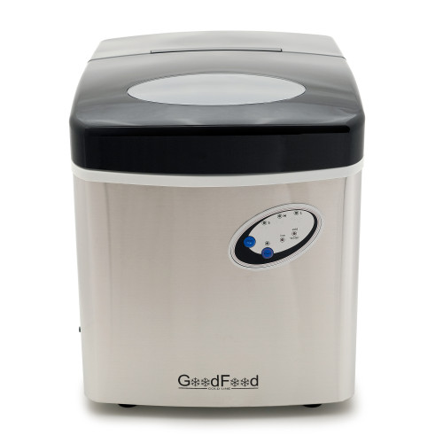 Льодогенератор GoodFood IM20FS STEEL — 20 кг льоду на добу, пальчиковий лід, сталевий корпус, наливний/автоматичний, для кафе, барів та ресторанів