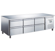 Стіл холодильний GoodFood GF-GN3160TN-HC, 6 шухляд, 417 л, нерж.сталь, динамічне охолодження, робоча поверхня, -2~+8°C, 1795×700×850 мм