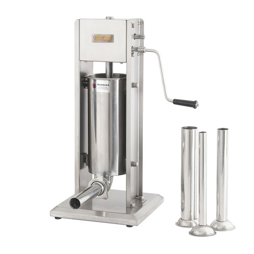 Шприц ковбасний вертикальний GoodFood SF3VS, 3 л, нержавіюча сталь, 4 насадки, ручний, професійний для м’ясопереробки