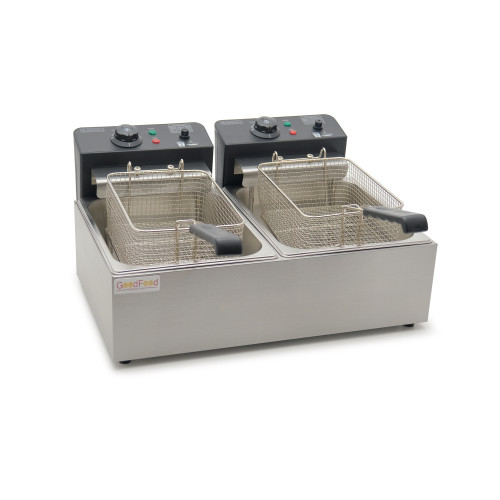 Електрична подвійна фритюрниця GoodFood EF66 BLACK, 2×6 л, нержавіюча сталь, 2×2,5 кВт — професійне рішення для кафе та ресторанів