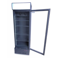 Холодильна шафа для напоїв GoodFood BC360BB2LED, 310 л, LED-підсвітка, чорний корпус, цифрове управління, замок, вітринна